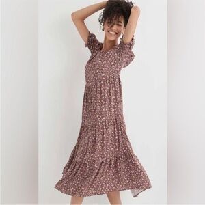 Aerie Garden Party Floral Relic Midi Tiered Dress